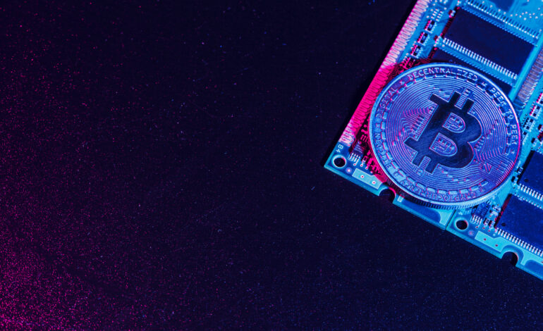 Hacked digital vault with Bitcoin and Ethereum logos leaking out